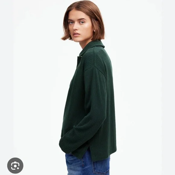 Madewell Relaxed Long Sleeve Polo Tee - Picture 3 of 8